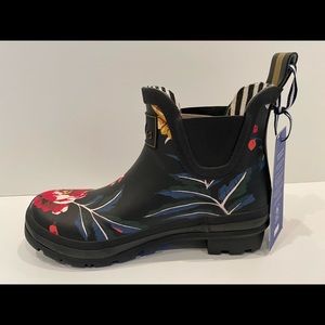 Joules Wellibob Rainboots Womens size 5 fits like 5.5 Faux Fur Insole.  Black.